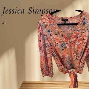 Jessica Simpson Floral Blouse - Coral and Navy Beautuful Colors
